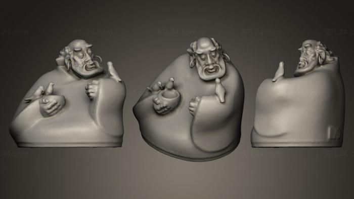 Miscellaneous figurines and statues (LI Ming Bodhidharma and the birds, STKR_0270) 3D models for cnc