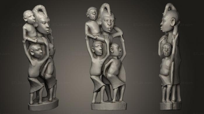 Статуэтки и статуи разные (Фигура Матери И Детей, STKR_0314) 3D модель для ЧПУ станка