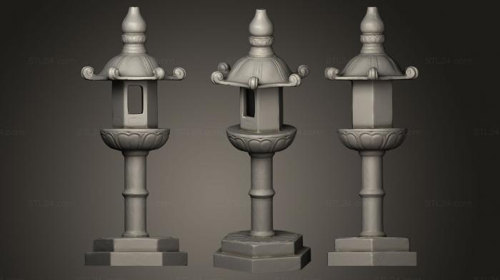 Miscellaneous figurines and statues (Oriental garden Toro Stone Lantern 3D, STKR_0340) 3D models for cnc