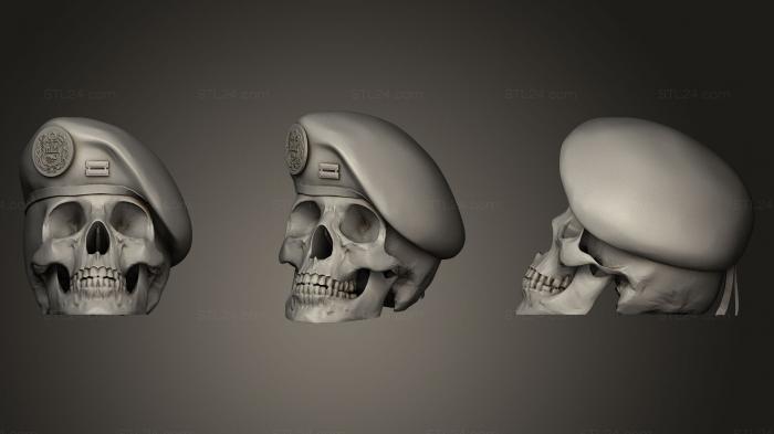 Miscellaneous figurines and statues (Peruvian Beret Skull 3D, STKR_0349) 3D models for cnc