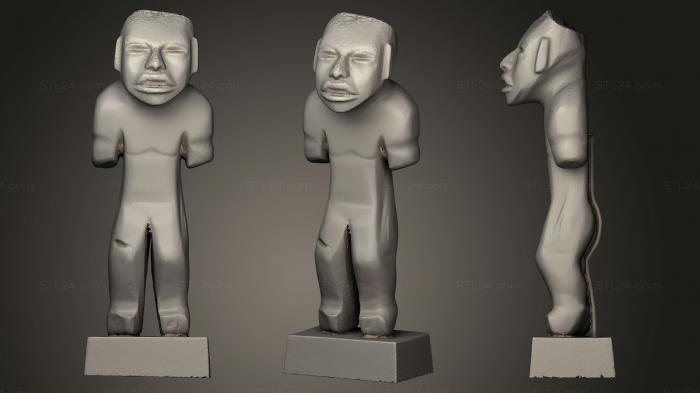 Статуэтки и статуи разные (Полированный зеленый камень Ольмекский человек, STKR_0359) 3D модель для ЧПУ станка