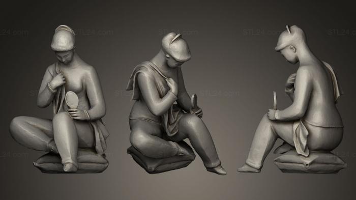 Статуэтки и статуи разные (Женщина С Зеркалом Оксана Лятуринская, STKR_0466) 3D модель для ЧПУ станка