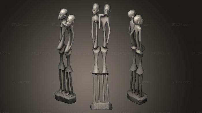 Статуэтки и статуи разные (Деревянная статуя супружеской пары Кения, STKR_0470) 3D модель для ЧПУ станка