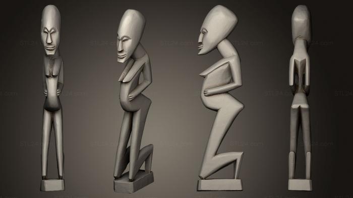 Статуэтки и статуи разные (Женская фигура Ашанти, STKR_0479) 3D модель для ЧПУ станка