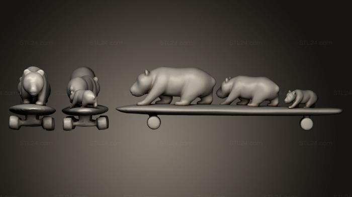 Miscellaneous figurines and statues (Bear Family on Skateboard, STKR_0485) 3D models for cnc