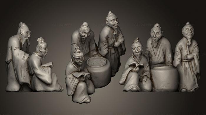 Miscellaneous figurines and statues (Modle en pltre de trois personnages japonais, STKR_0629) 3D models for cnc