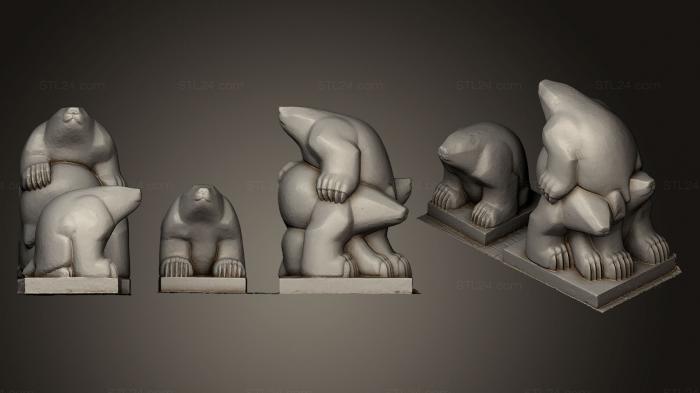 Miscellaneous figurines and statues (MOLES BADGERS POLAR BEARS, STKR_0630) 3D models for cnc