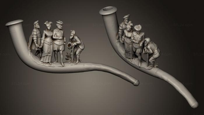 Miscellaneous figurines and statues (Pipa amb escena cortesana, STKR_0654) 3D models for cnc