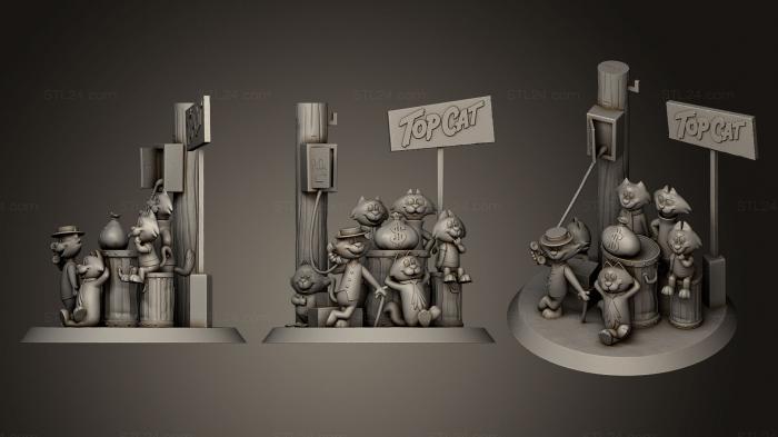Miscellaneous figurines and statues (Top Cat Diorama 3D print, STKR_0714) 3D models for cnc