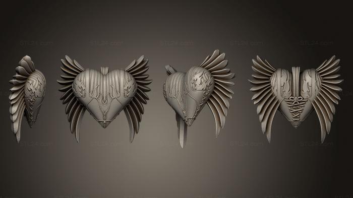 Статуэтки и статуи разные (Подвеска в виде Крылатого Сердца, STKR_0733) 3D модель для ЧПУ станка