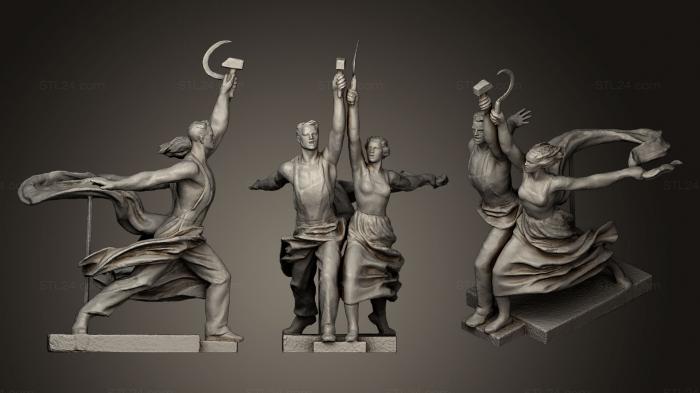 Статуэтки и статуи разные (Рабочий и колхозница, STKR_0735) 3D модель для ЧПУ станка