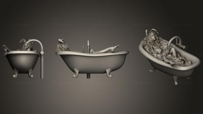 Статуэтки и статуи разные (Девочка-кролик Сальма в ванне, STKR_0758) 3D модель для ЧПУ станка