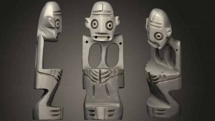 Статуэтки и статуи разные (Вырезанный шаман Таино из Доминиканской Республики, STKR_0764) 3D модель для ЧПУ станка