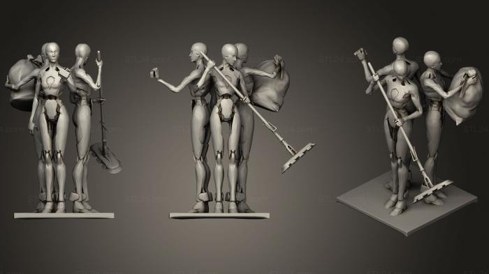 Статуэтки и статуи разные (Роботы-киберпанк X6 Робот-парковщик, STKR_0786) 3D модель для ЧПУ станка