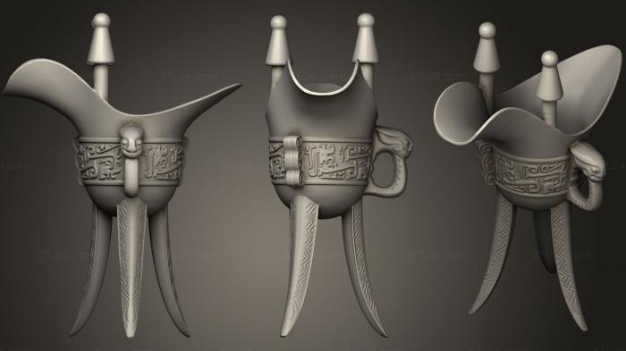 Статуэтки и статуи разные (Кубок для вина династии Шан, STKR_0955) 3D модель для ЧПУ станка