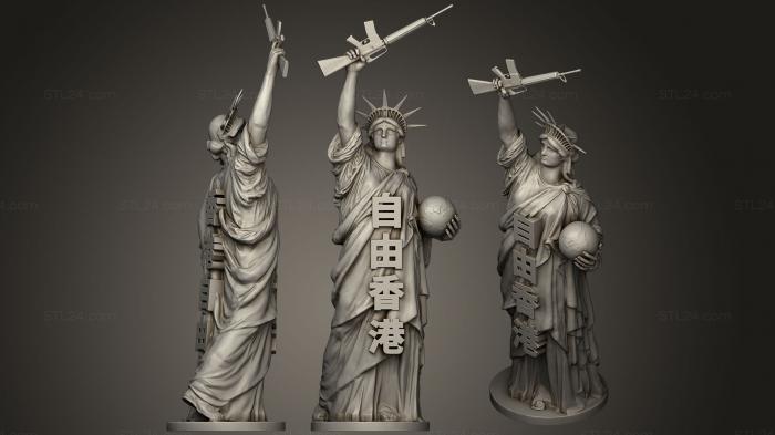 Статуэтки и статуи разные (Статуя Свободы Гонконг, STKR_0981) 3D модель для ЧПУ станка