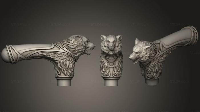 Статуэтки и статуи разные (Ручка для трости Wolfs, STKR_1011) 3D модель для ЧПУ станка