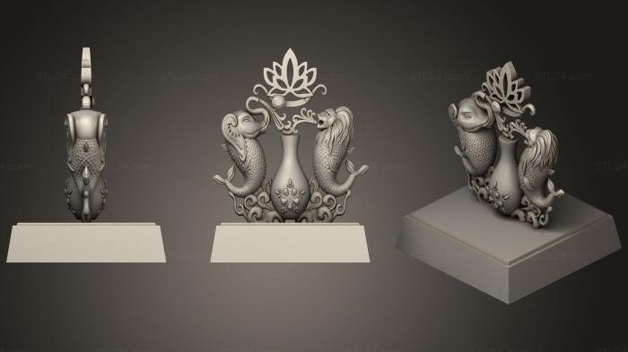 Статуэтки и статуи разные (Мерлион и Слон для украшения, STKR_1059) 3D модель для ЧПУ станка