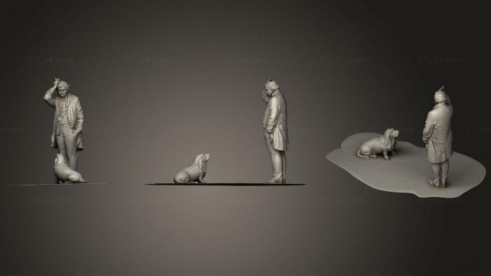Статуэтки и статуи разные (Коломбо со своей собакой, STKR_1172) 3D модель для ЧПУ станка