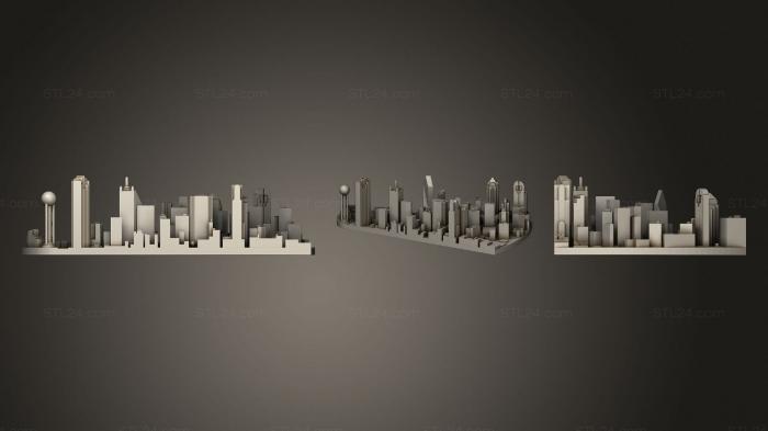Miscellaneous figurines and statues (Dallas Skyline (Downtown) Thinner Base, STKR_1192) 3D models for cnc