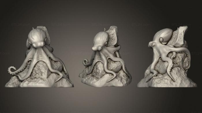 Miscellaneous figurines and statues (Going Down The Drain Octopus, STKR_1298) 3D models for cnc