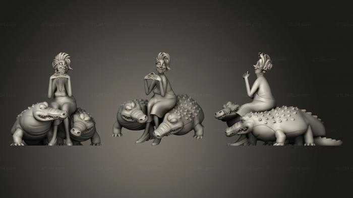 Статуэтки и статуи разные (Мадам Медуза с Брутом и Нероном, STKR_1431) 3D модель для ЧПУ станка