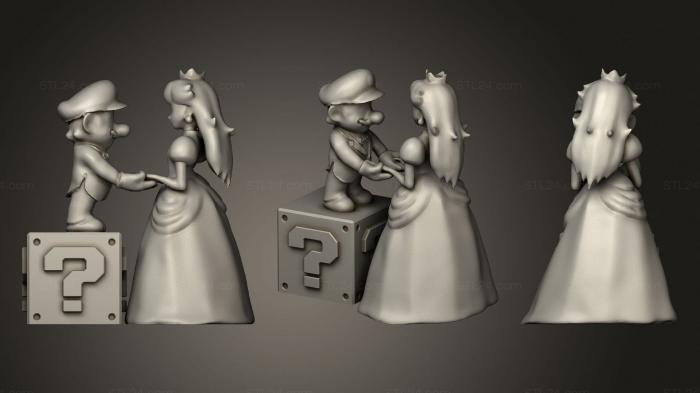 Miscellaneous figurines and statues (Mario and Peach Wedding Cake Topper, STKR_1443) 3D models for cnc