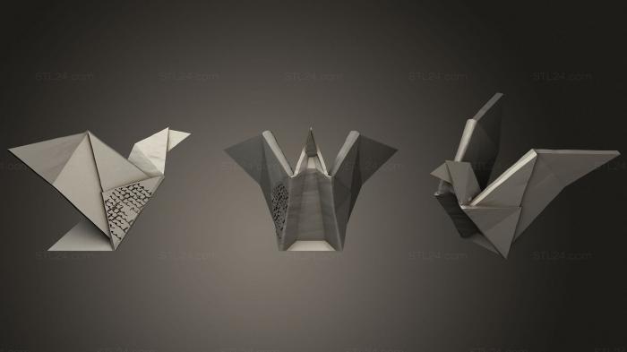 Статуэтки и статуи разные (Птица-Оригами, STKR_1548) 3D модель для ЧПУ станка