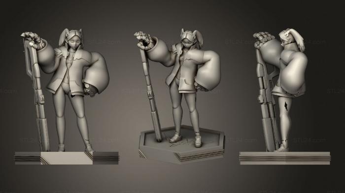 Статуэтки и статуи разные (Ребекка Киберпанк - Охотница за лезвиями, STKR_1626) 3D модель для ЧПУ станка