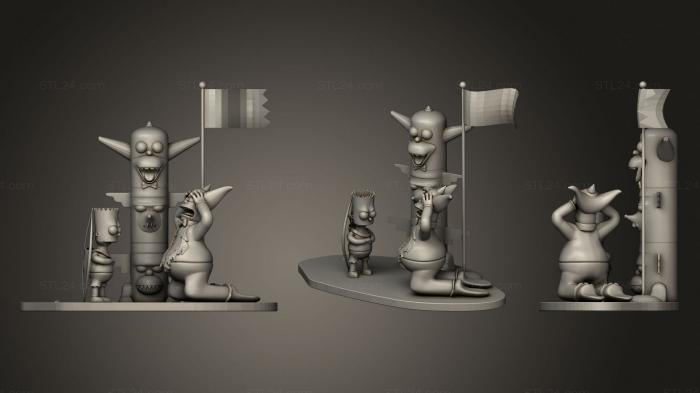 Статуэтки и статуи разные (Симпсоны Барт, STKR_1694) 3D модель для ЧПУ станка