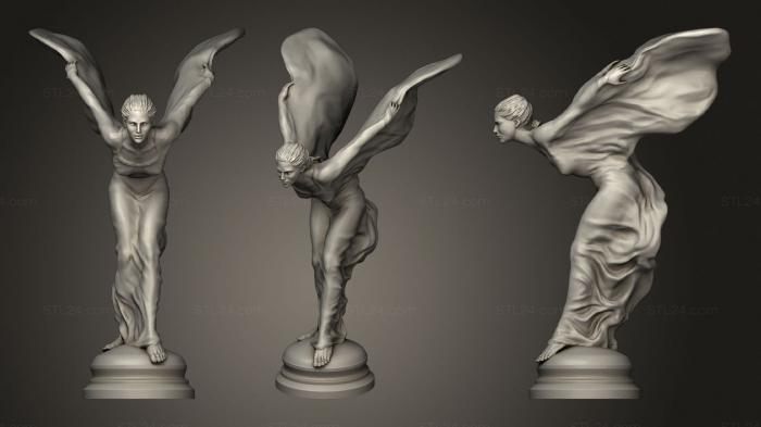 Статуэтки и статуи разные (Дух экстаза летающей леди на роллс-ройсе, STKR_1733) 3D модель для ЧПУ станка
