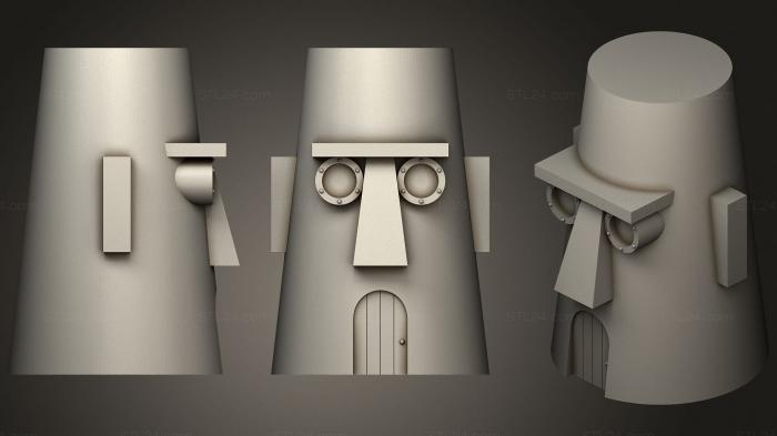 Статуэтки и статуи разные (Стаканчик для Карандашей Squidwards House, STKR_1743) 3D модель для ЧПУ станка