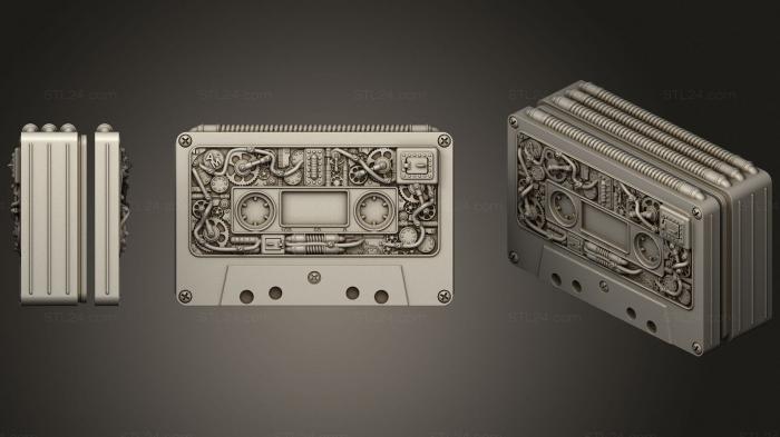 Статуэтки и статуи разные (Коробка аудиокассет в стиле стимпанк, STKR_1758) 3D модель для ЧПУ станка