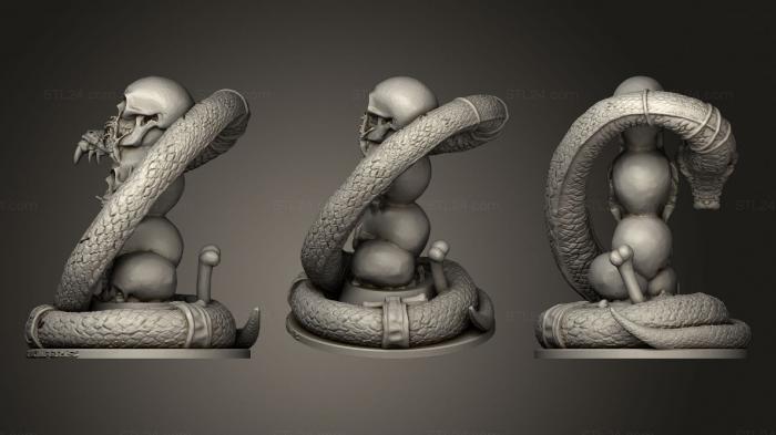 Three Wise Skulls With Snake And Base