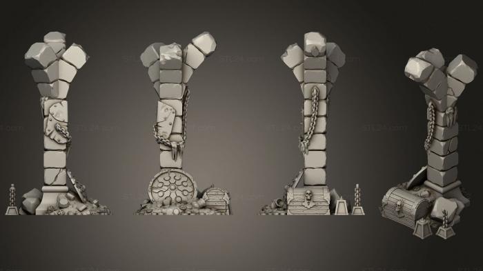 Статуэтки и статуи разные (Груда сокровищ с колоннами, STKR_1858) 3D модель для ЧПУ станка