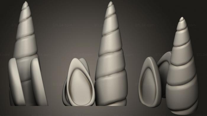 Статуэтки и статуи разные (Топпер для торта с рогом и ушами единорога, STKR_1878) 3D модель для ЧПУ станка