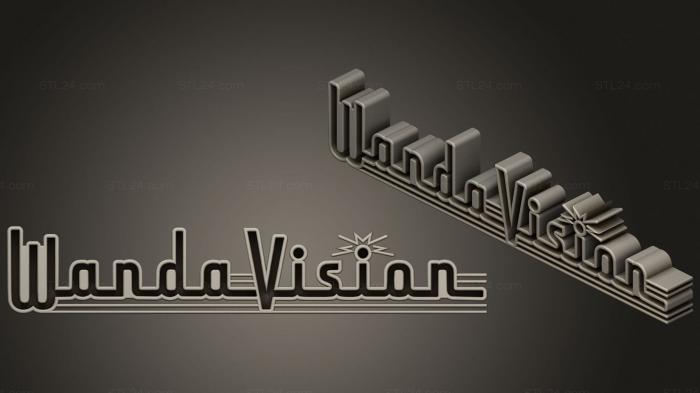 Статуэтки и статуи разные (Модульная надпись с логотипом wanda vision marvel, STKR_1905) 3D модель для ЧПУ станка