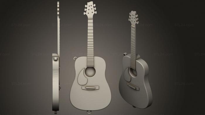Miscellaneous figurines and statues (Accoustic Guitar Holiday Ornament, STKR_1935) 3D models for cnc