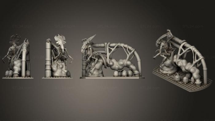 Miscellaneous figurines and statues (Alien queenw Eggs Diorama, STKR_1941) 3D models for cnc