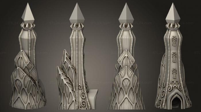 Статуэтки и статуи разные (Эльфийская цветочная башня, STKR_2118) 3D модель для ЧПУ станка