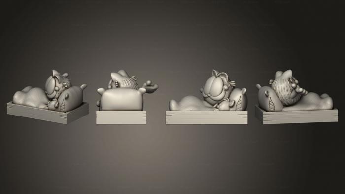 Статуэтки и статуи разные (Гарфилд в постели, STKR_2172) 3D модель для ЧПУ станка