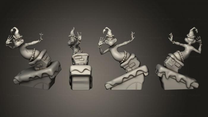 Статуэтки и статуи разные (Гринч на дымоходе, STKR_2203) 3D модель для ЧПУ станка