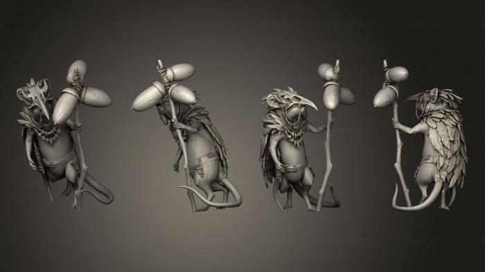 Статуэтки и статуи разные (Мышь - Палка Шамана, STKR_2384) 3D модель для ЧПУ станка