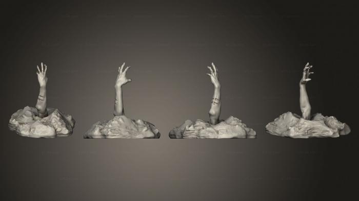 Статуэтки и статуи разные (Рука Зомби на местности, STKR_2593) 3D модель для ЧПУ станка