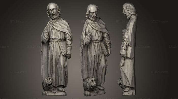 Religious statues ([Mark the Evangelist 17th c Unknown sculptor, STKRL_0070) 3D models for cnc