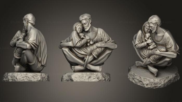 Статуи религиозные (Святое Семейство тихий момент, STKRL_0163) 3D модель для ЧПУ станка