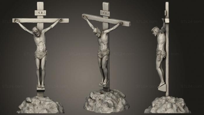 Religious statues (Jesus on cross fixed, STKRL_0174) 3D models for cnc