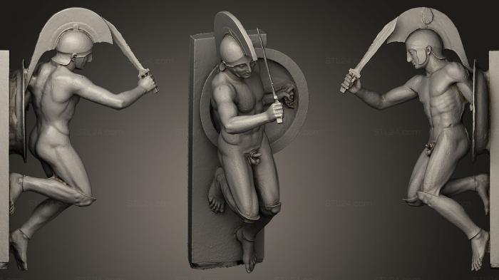 Статуэтки военные (Лежащий раненый воин, STKW_0074) 3D модель для ЧПУ станка