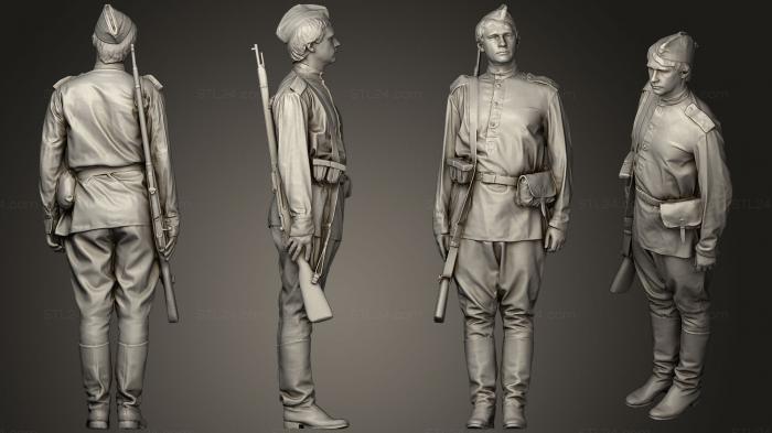 Military figurines (man in soldier uniform sniper rifle, STKW_0480) 3D models for cnc