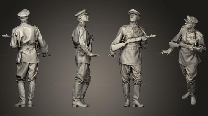 Military figurines (man in soviet officer suit with ppsh, STKW_0481) 3D models for cnc